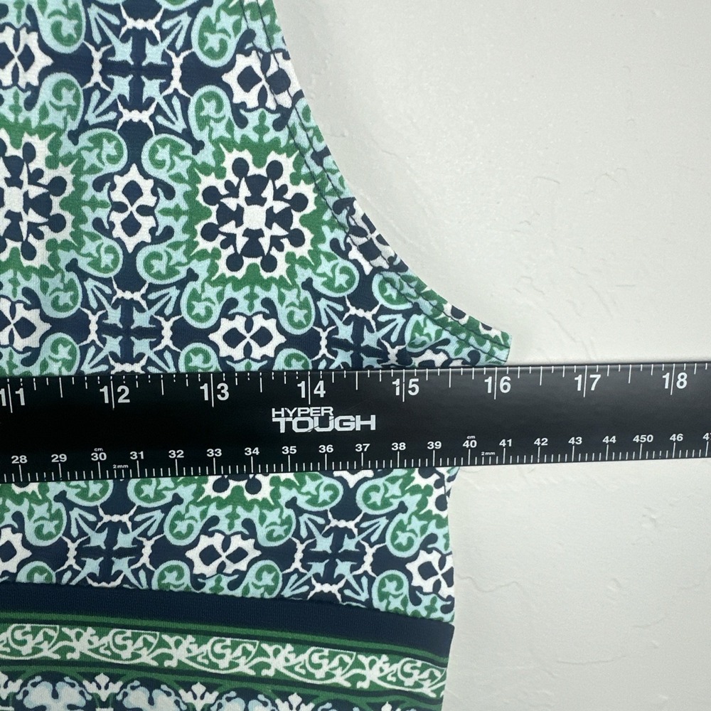 Max Studio NWT Tile Print Sleeveless Midi Dress Women Large Blue Green Stretch - Picture 6 of 11